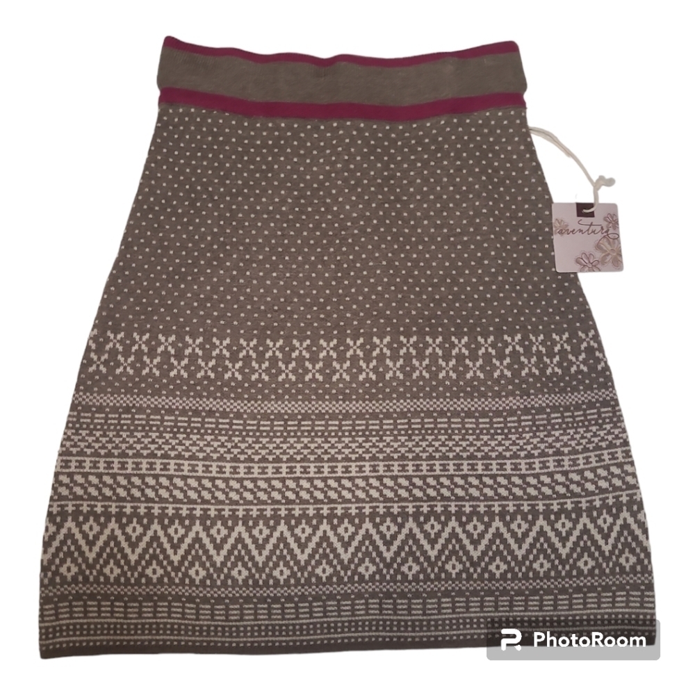 NWT* Aventura*Merino Wool Blend* Sweater Skirt* Brn/crm print* Sz XS
